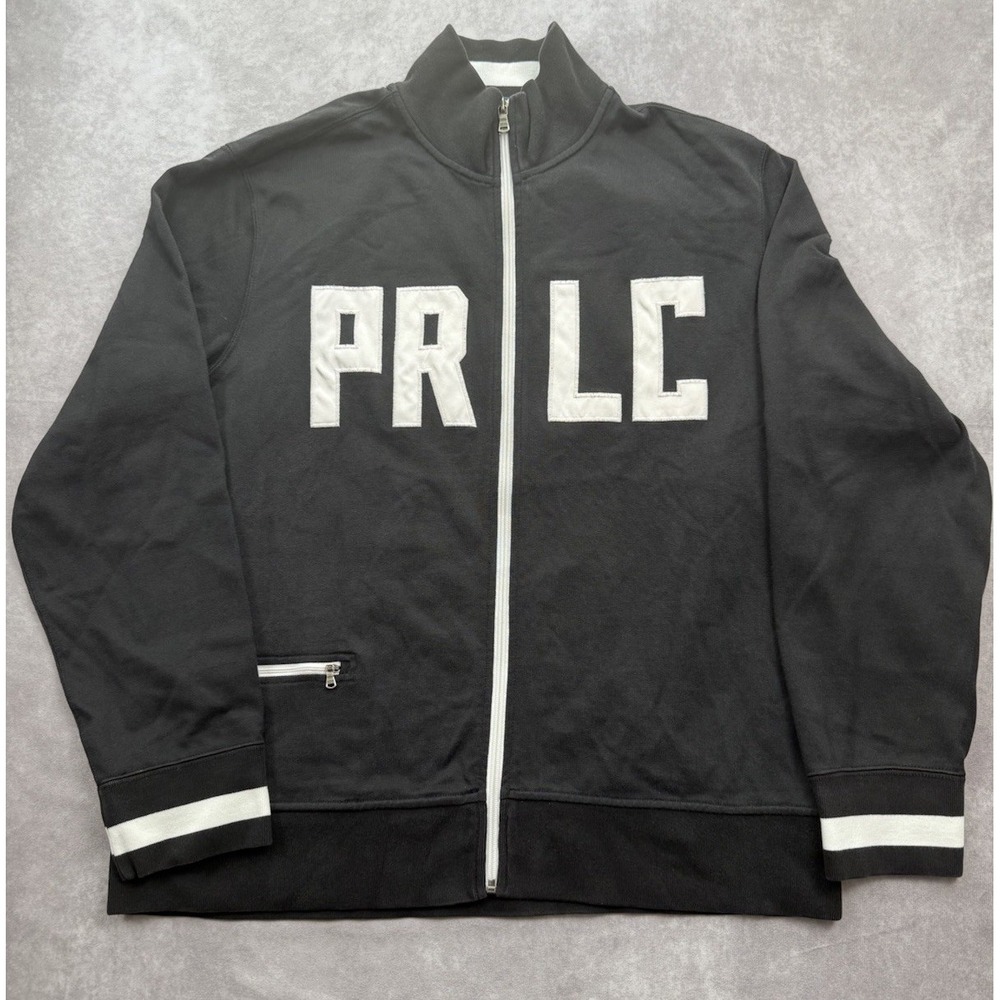 VTG Polo Ralph Lauren Men's‎ XL Track Jacket Black White PRLC Embroidered Logo